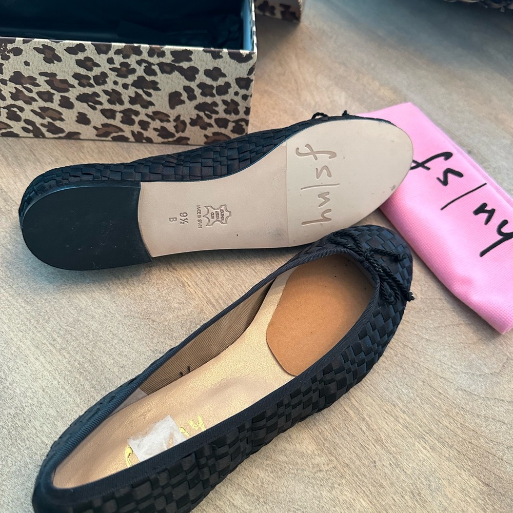 Ron White Pearl Black Woven ballet Flats Brand New